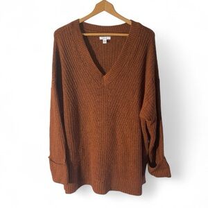 H5- Nine West Rust V-Neck Sweater Plus Size 2X